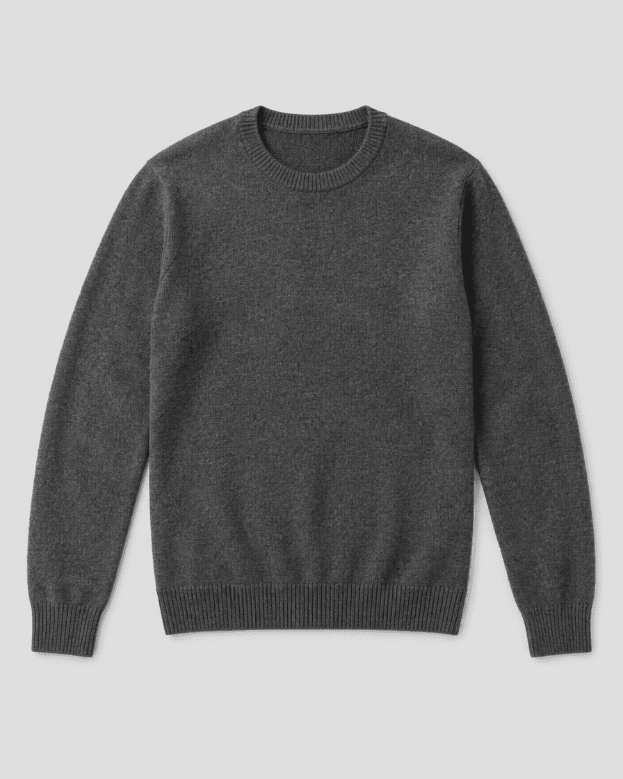 Crew Neck Knit Sweater - Charcoal - view 1