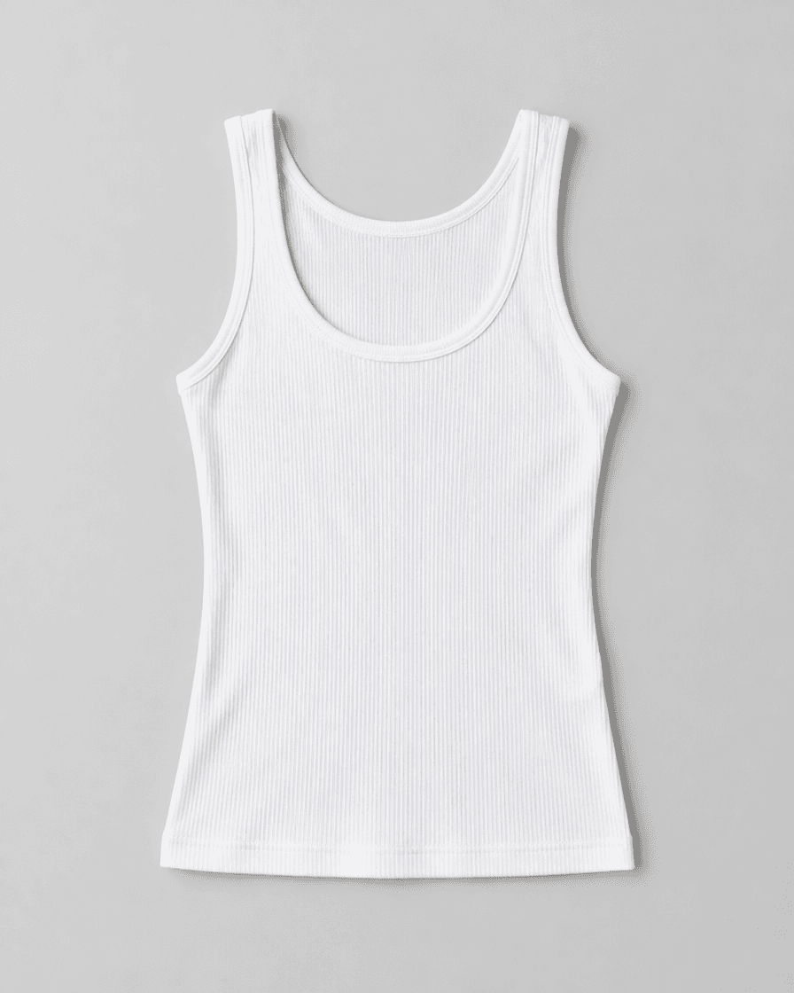 Ribbed Cotton Tank Top - White - view 1