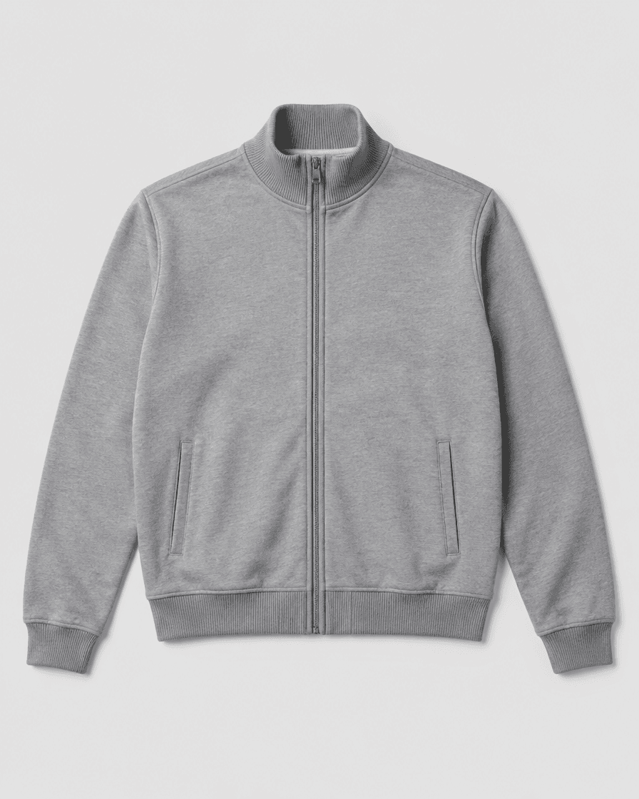 Ribbed Collar Track Jacket - Grey - view 1
