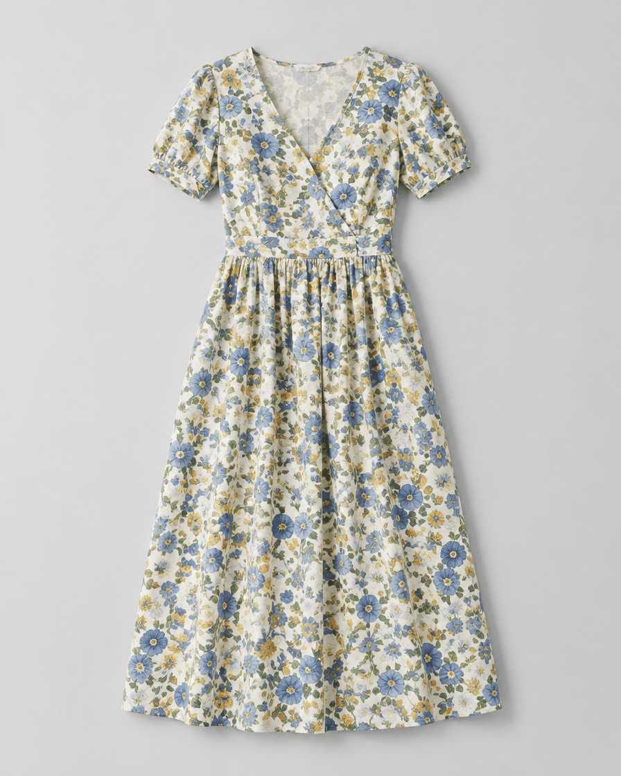 Floral Print Cotton Midi Dress - view 1